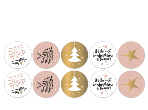Kerst Cadeaustickers Rond - Warm - 10 Stuks