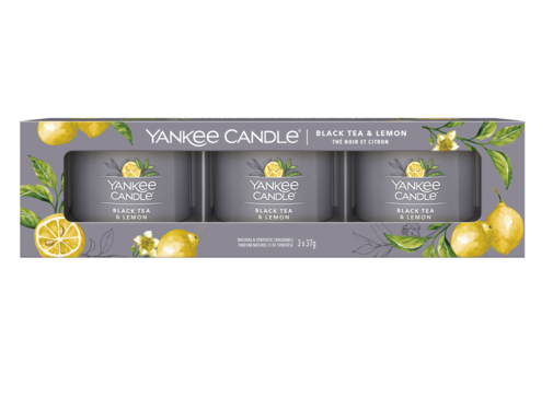 Yankee Candle Black Tea & Lemon - Filled Votive 3-Pack