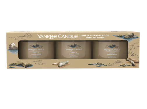 Yankee Candle Amber & Sandalwood - Filled Votive 3-Pack