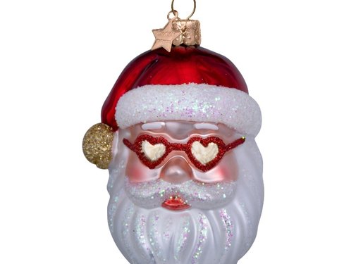 Vondels Kerstbal - Kerstman Hartjesbril