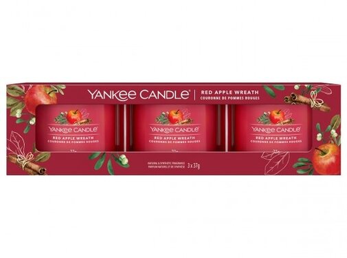 Yankee Candle Red Apple Wreath - Filled Votive 3-Pack