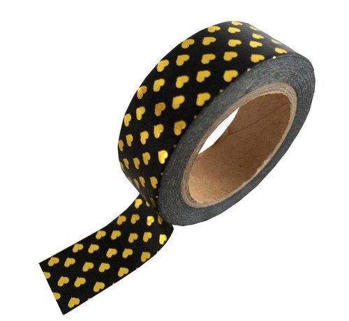 Studio Stationery Masking Tape - Black Gold Hearts