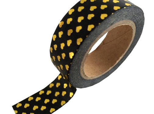 Studio Stationery Masking Tape - Black Gold Hearts