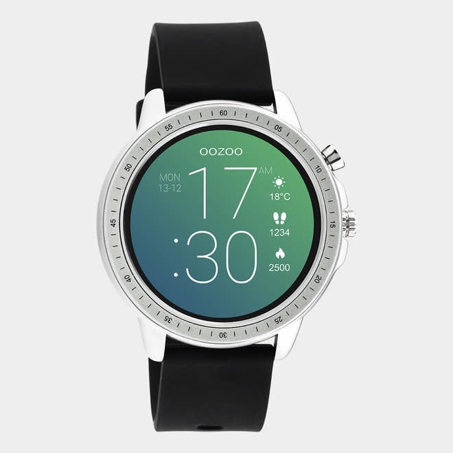 oozoo smartwatch unisex rubber horlogeband zwart/zilver