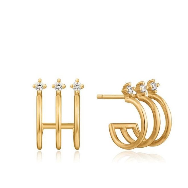 triple mini hoop stud earrings e023-04