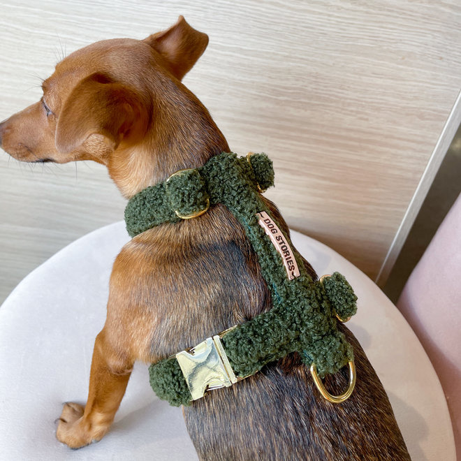 handmade harness forest green teddy MEDIUM
