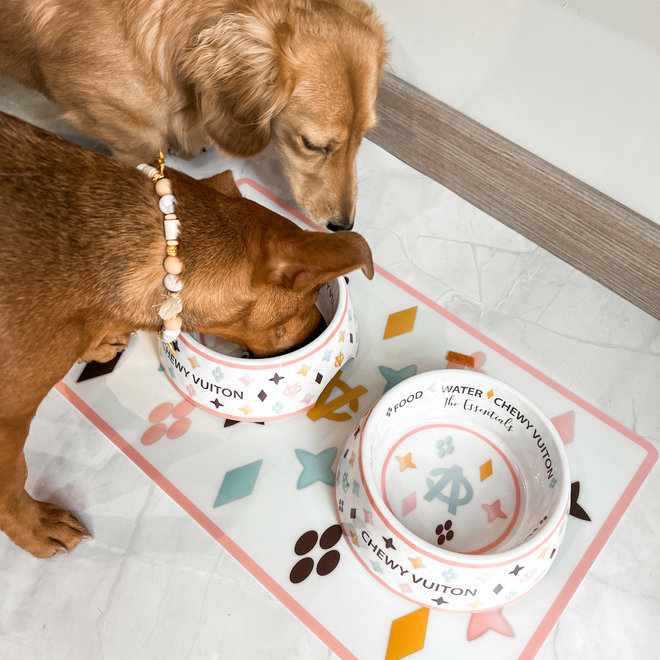 chewy vuiton white pink placemat