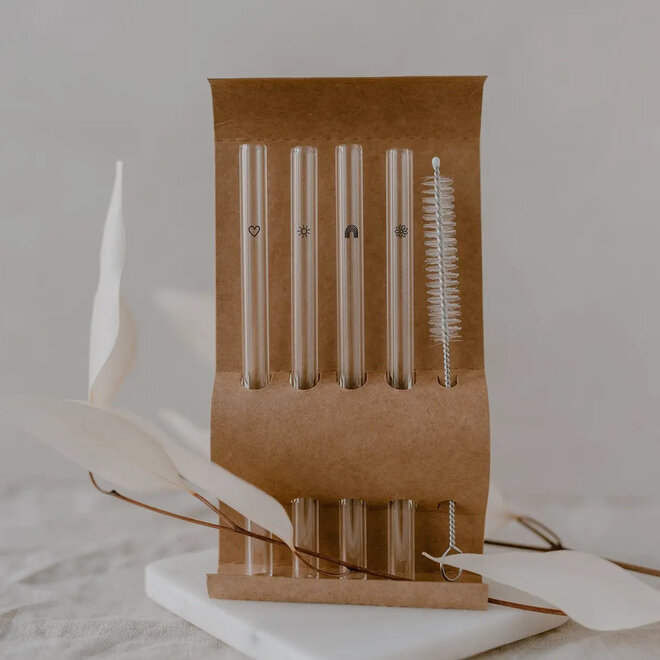 Glazen rietjes set van 4