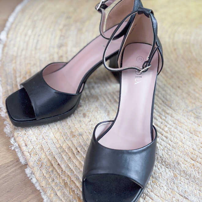 Black charm sandaal met hak