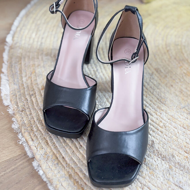 Black charm sandaal met hak