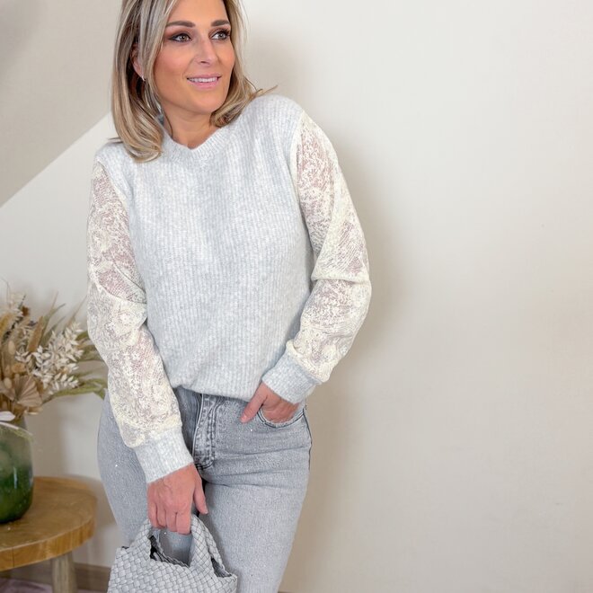 Elegance by lace sweater grey