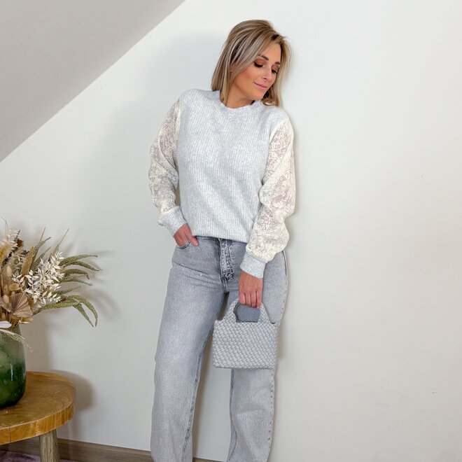 Elegance by lace sweater grey
