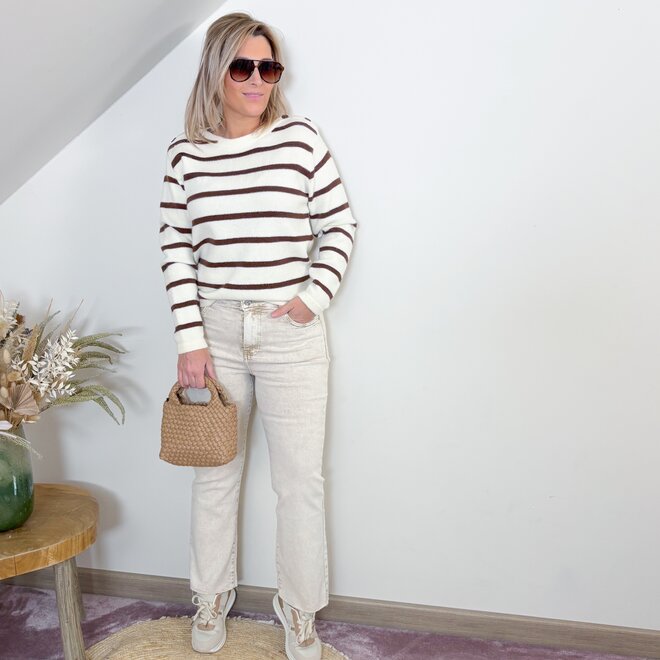 Striped button sweater brown