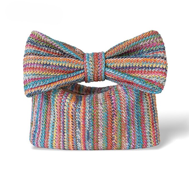 Straw beach bow clutch multicolor