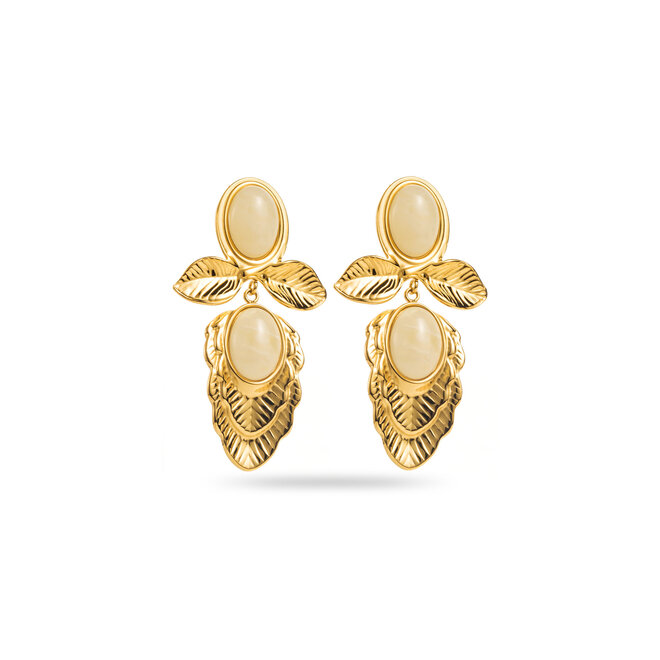 Leaf earrings crème