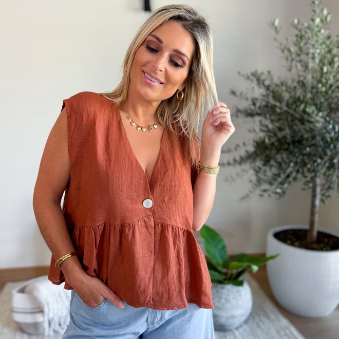 Soft Dune Linnen Top Terracotta