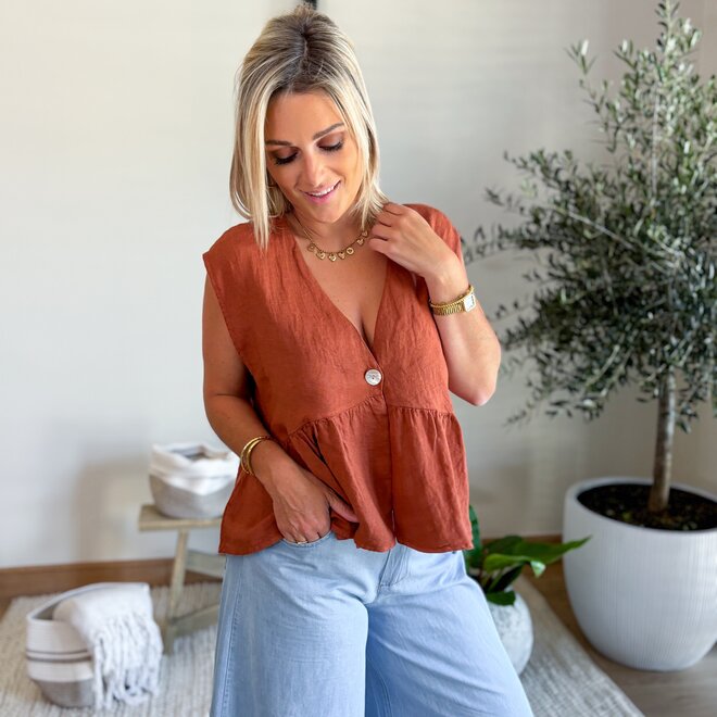 Soft Dune Linnen Top Terracotta