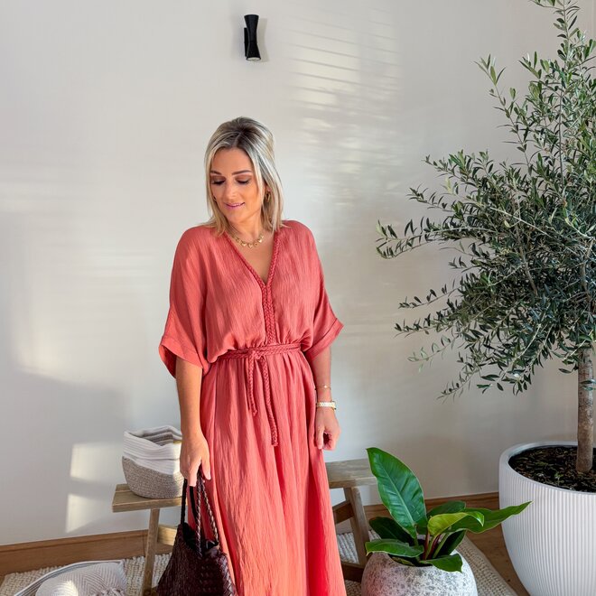 Braided Elegance Dress Terracotta
