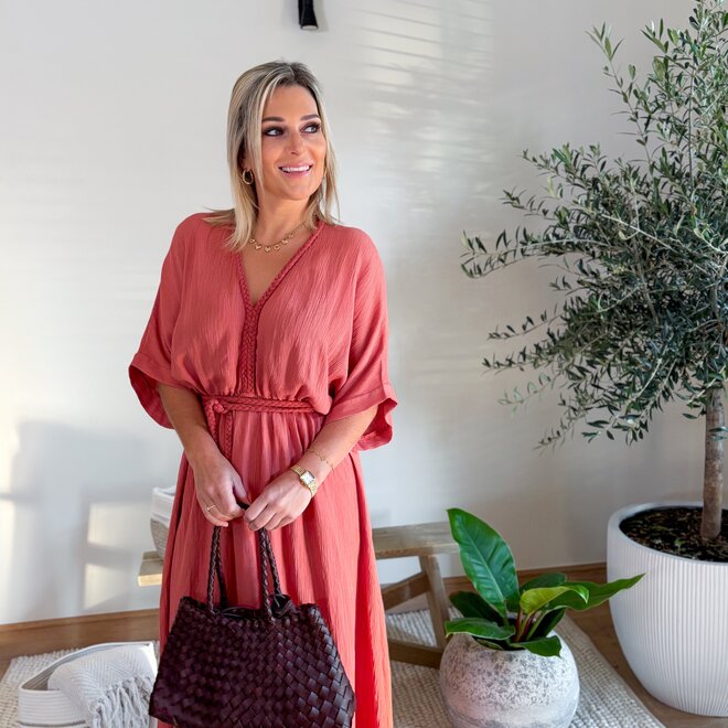 Braided Elegance Dress Terracotta