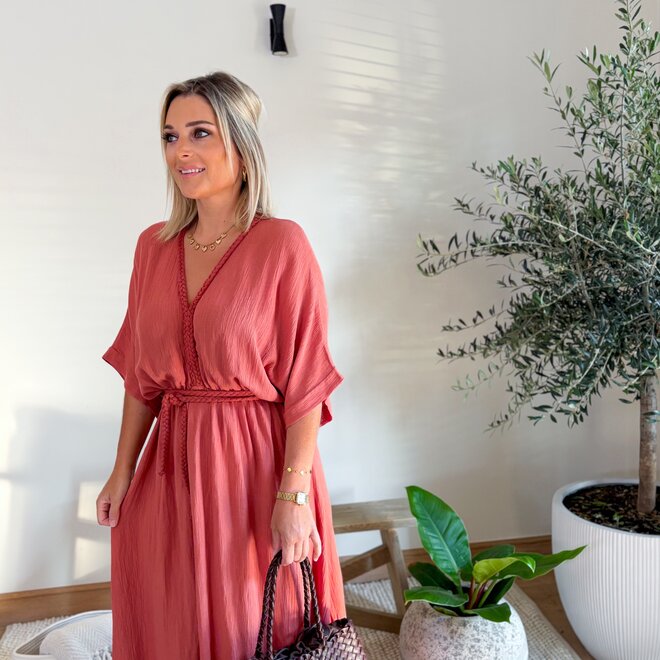Braided Elegance Dress Terracotta