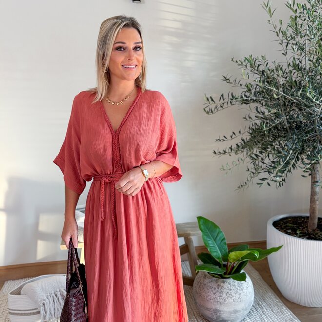 Braided Elegance Dress Terracotta