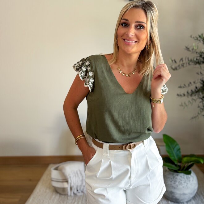 Bring me Flowers Top Khaki