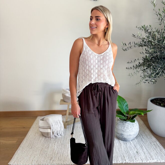 Camille Crochet Top Ecru