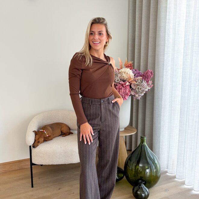 Gold Detail Top Brown