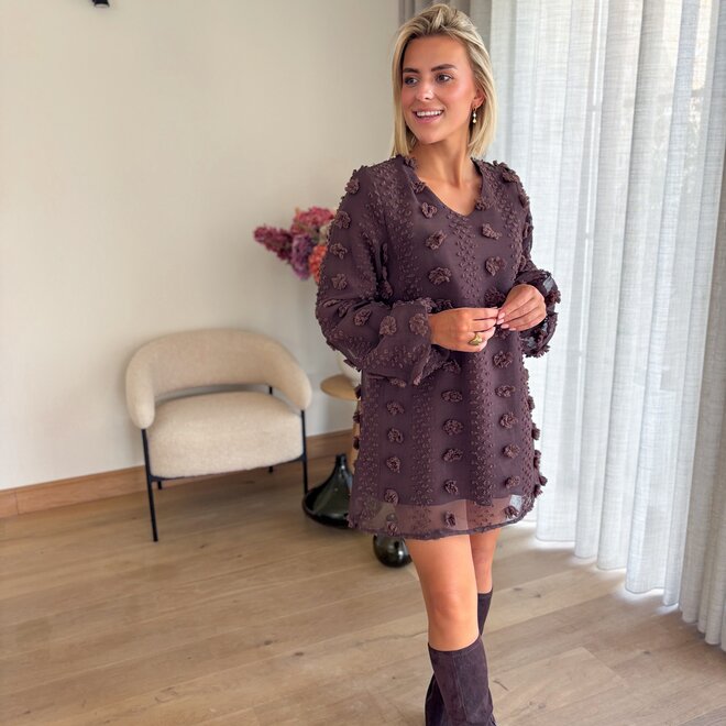 A line Puff Dress Chocolate