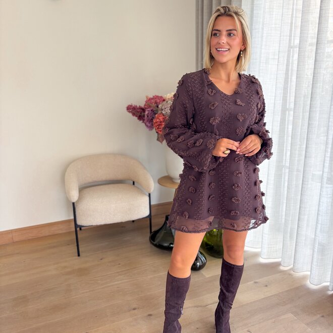 A line Puff Dress Chocolate