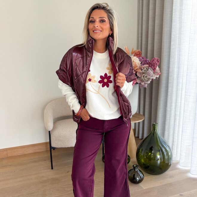 Braided jeans burgundy