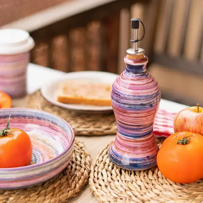 Ceramic Olive Oil Bottle Lavender