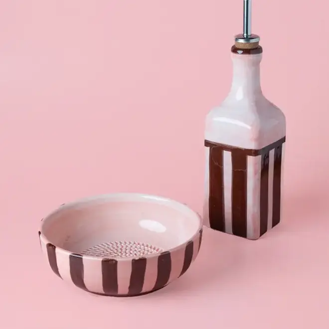 Ceramic Breakfast Set Brown/Pink
