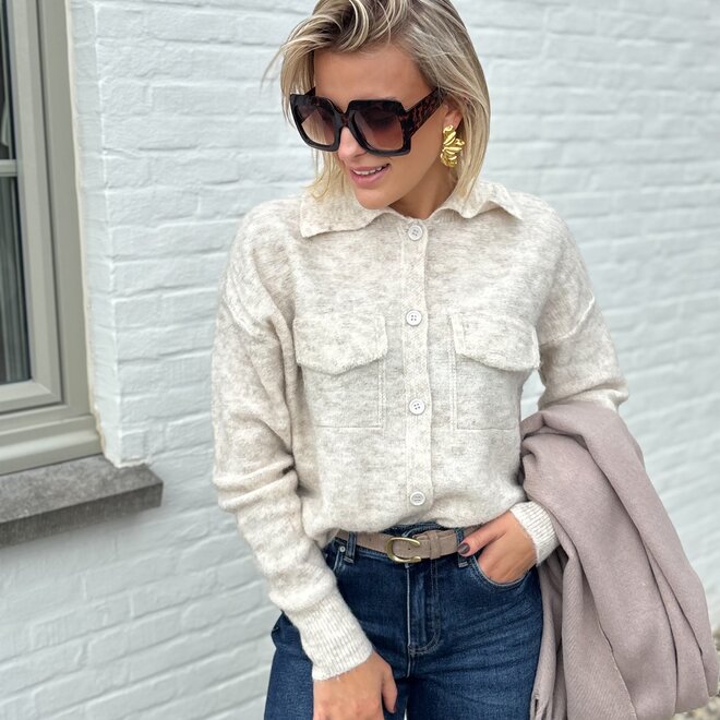 Snug Pocket Cardigan Beige