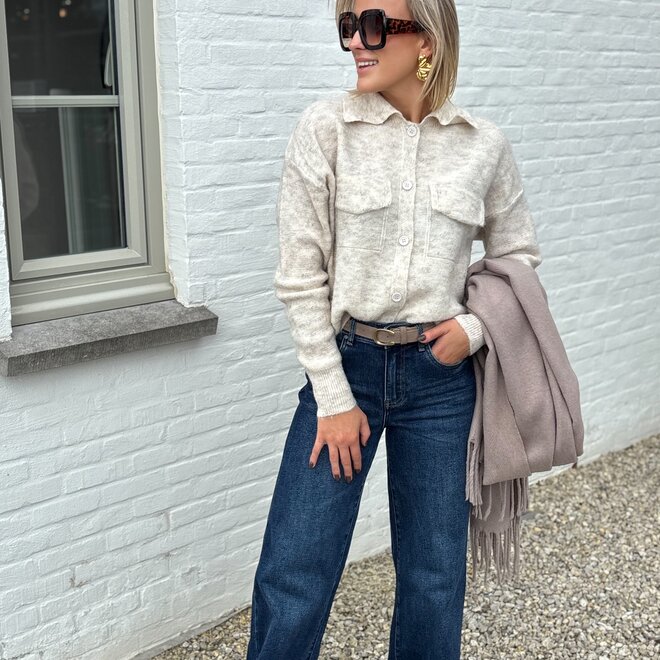 Snug Pocket Cardigan Beige