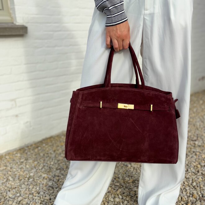 Michelle Suede Handbag Burgundy
