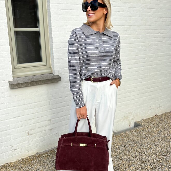 Michelle Suede Handbag Burgundy