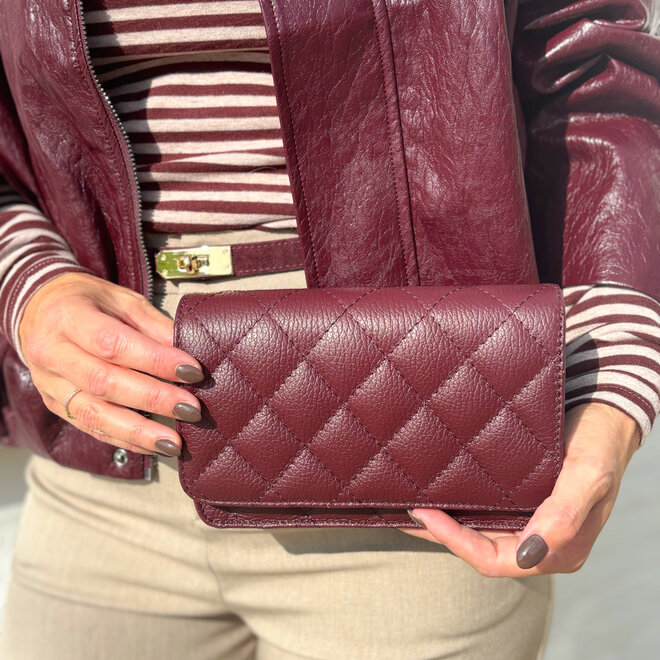 Burgundy quilted Clutch