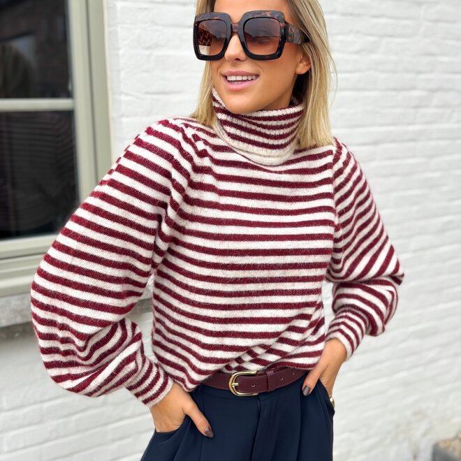 Lederen riem Burgundy met gesp