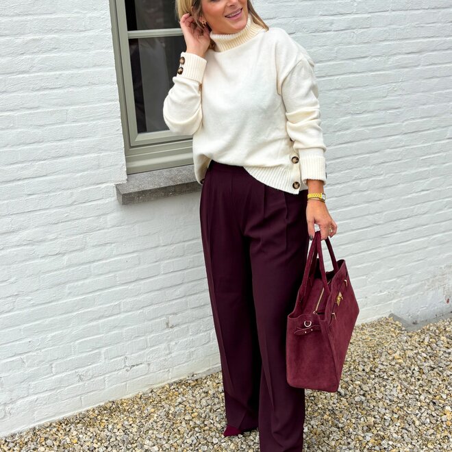 Driftwood button knit ecru