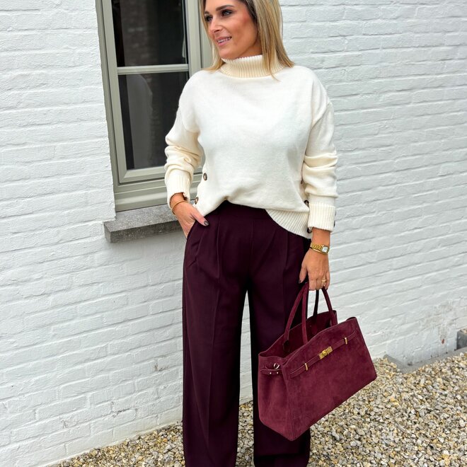 Driftwood button knit ecru