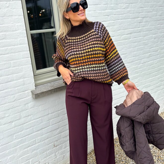 Studio wide trouser burgundy