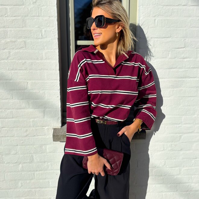 The stripe edit polo burgundy