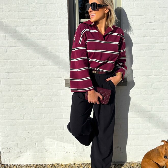 The stripe edit polo burgundy