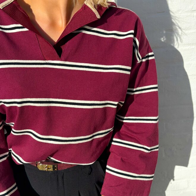The stripe edit polo burgundy