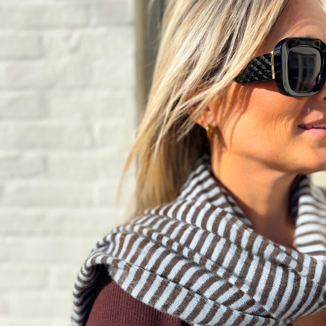 Cashmere Scarf Brown -  Blue