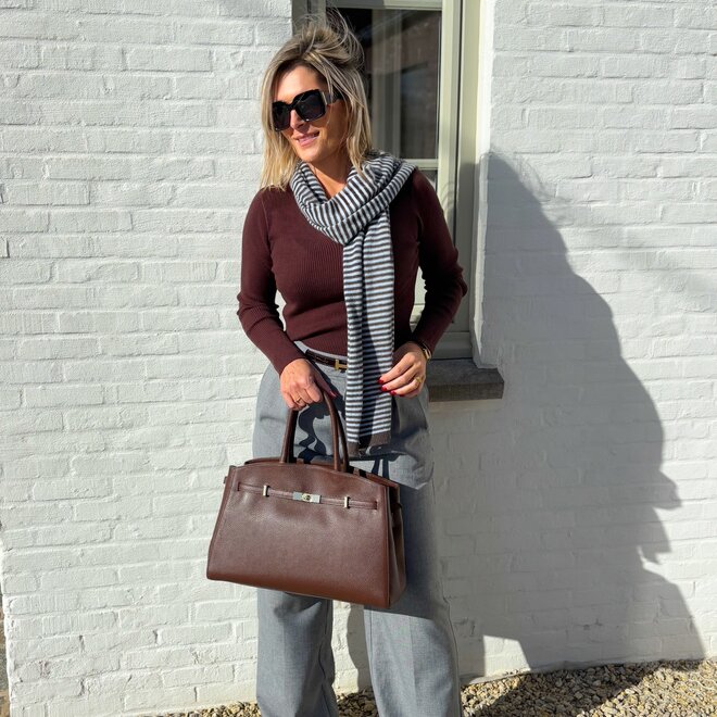 Cashmere Scarf Brown -  Blue