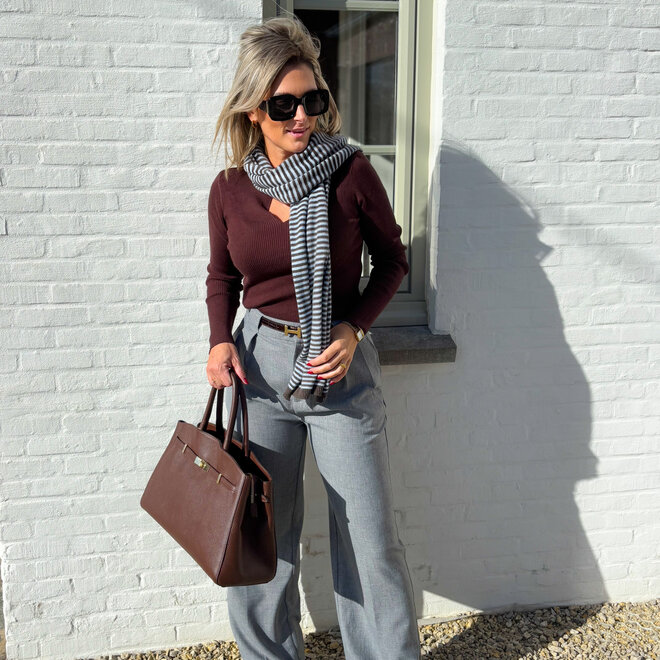 Cashmere Scarf Brown -  Blue