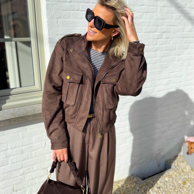 Suede pocket bomber
