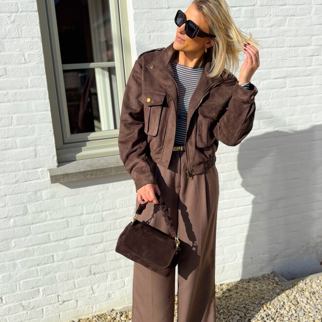 Suede pocket bomber
